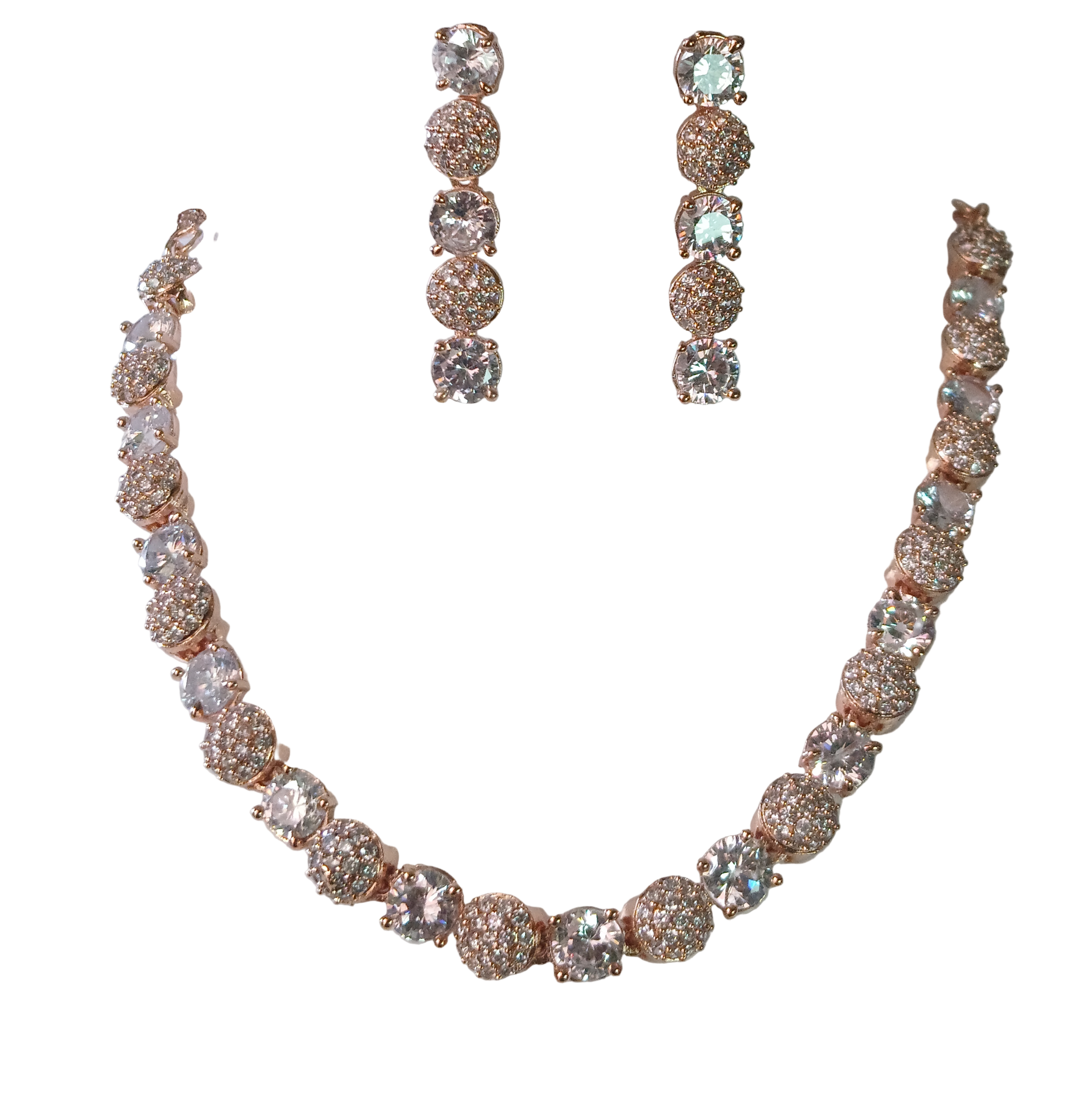 Necklace with AD white stone and brass plated