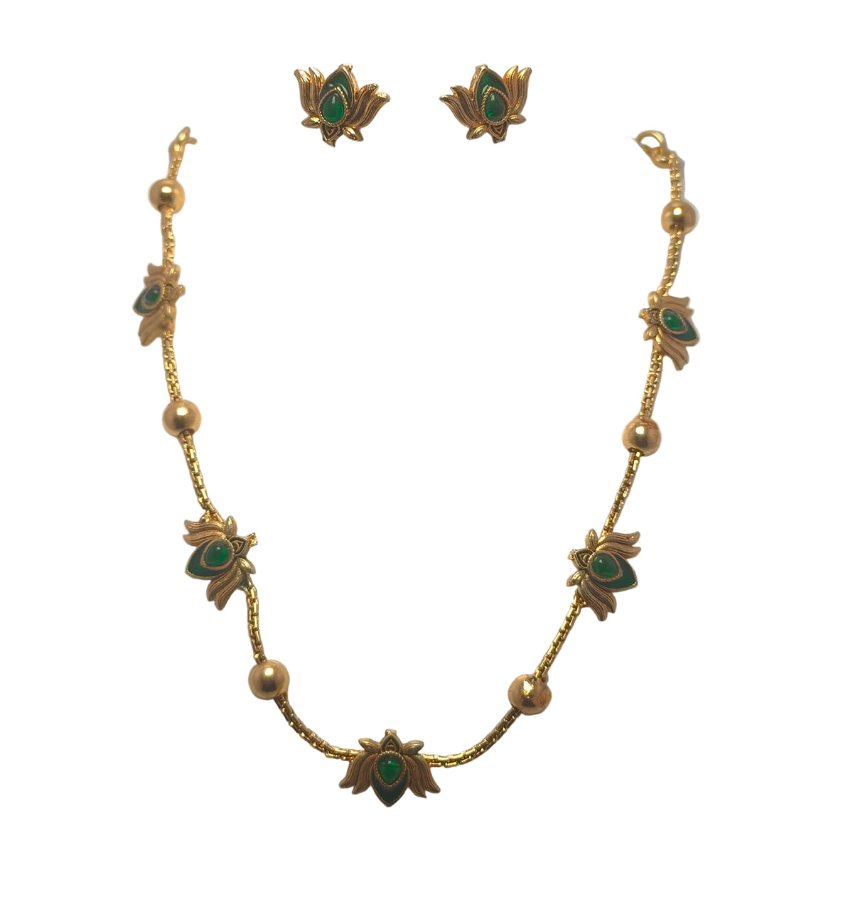 Lotus necklace with Earrings