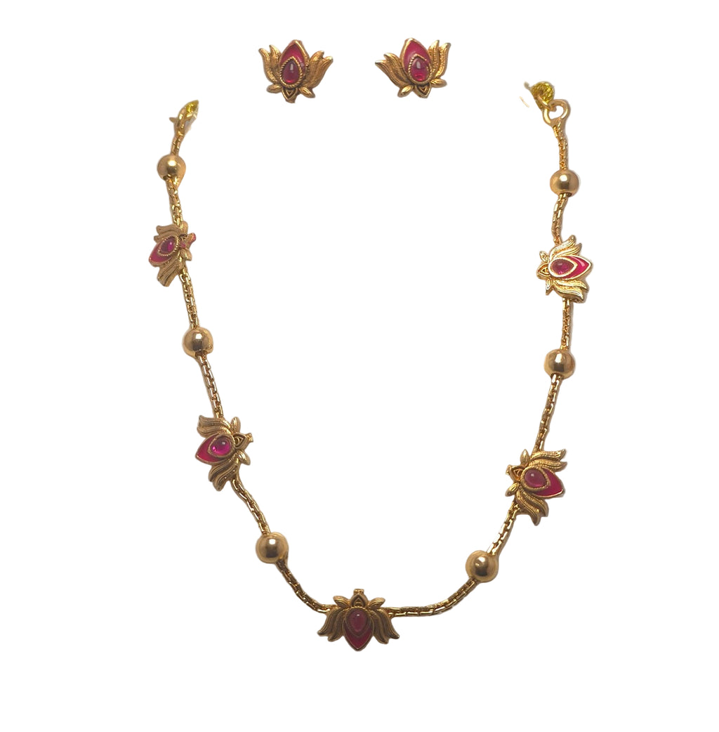 Lotus necklace with Earrings
