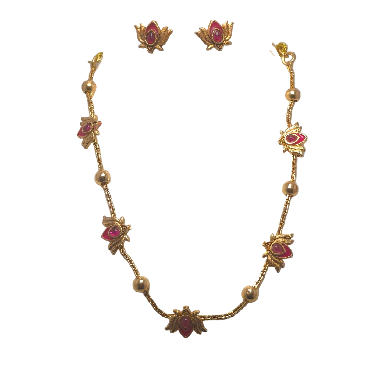 Lotus necklace with Earrings