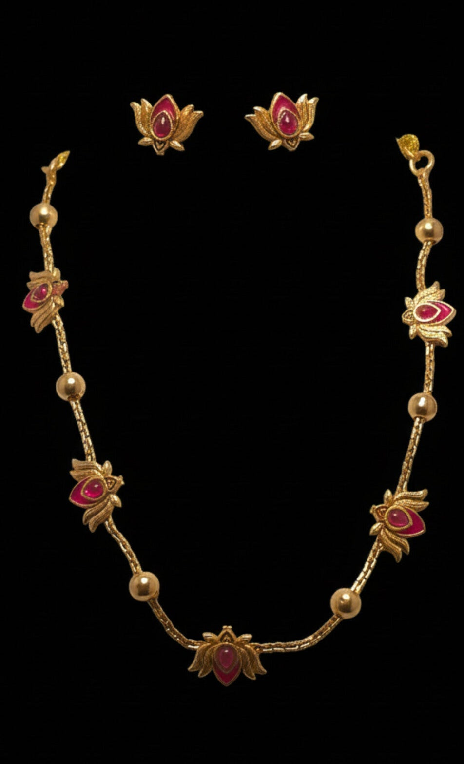 Lotus necklace with Earrings