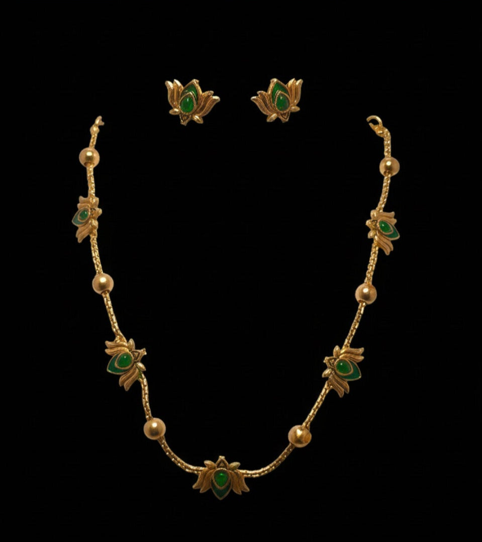 Lotus necklace with Earrings