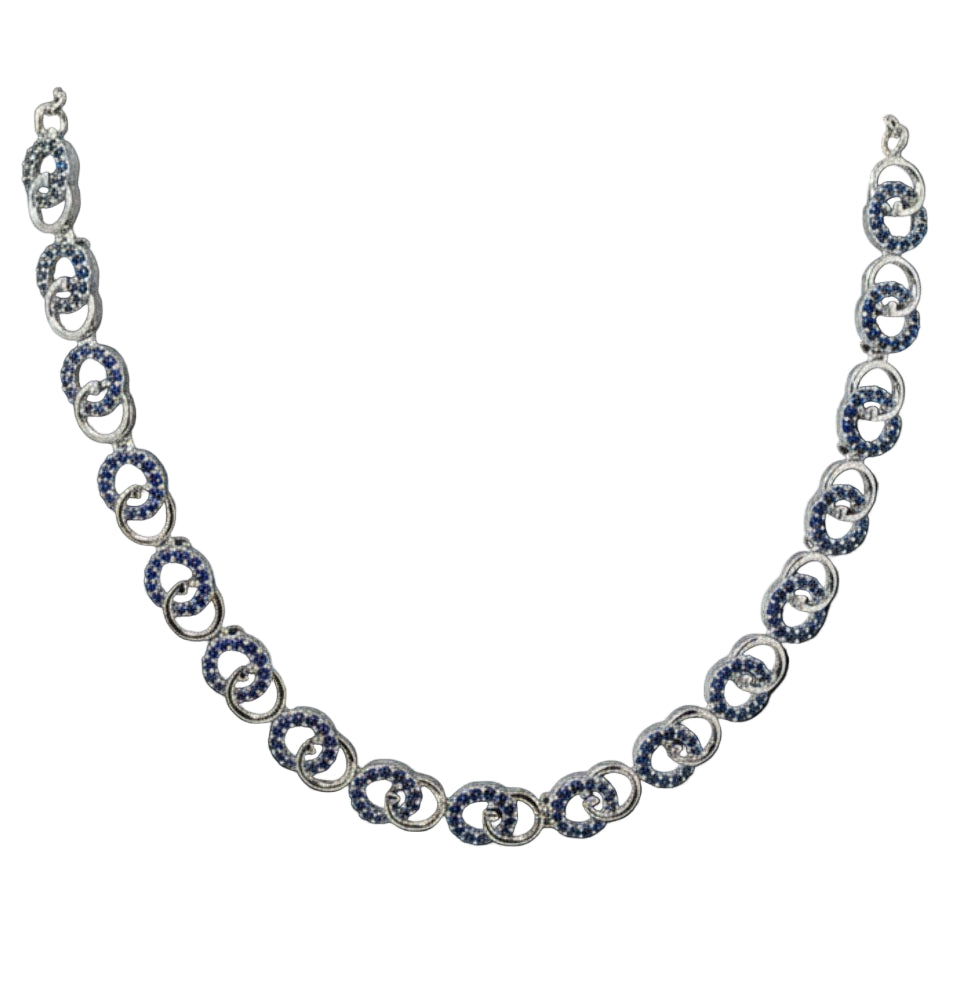Black stones Silver Plated Western Shimmering Necklace