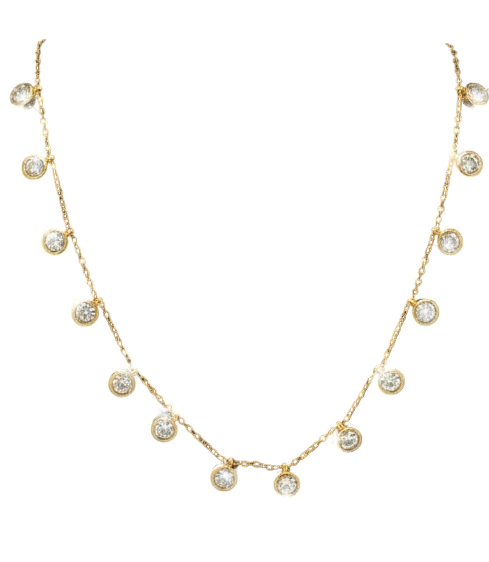 Gold plated chain with CZ drop Charms Necklace