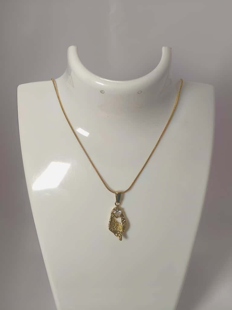 Fancy Anti Tarnish Necklace with white stone pendant