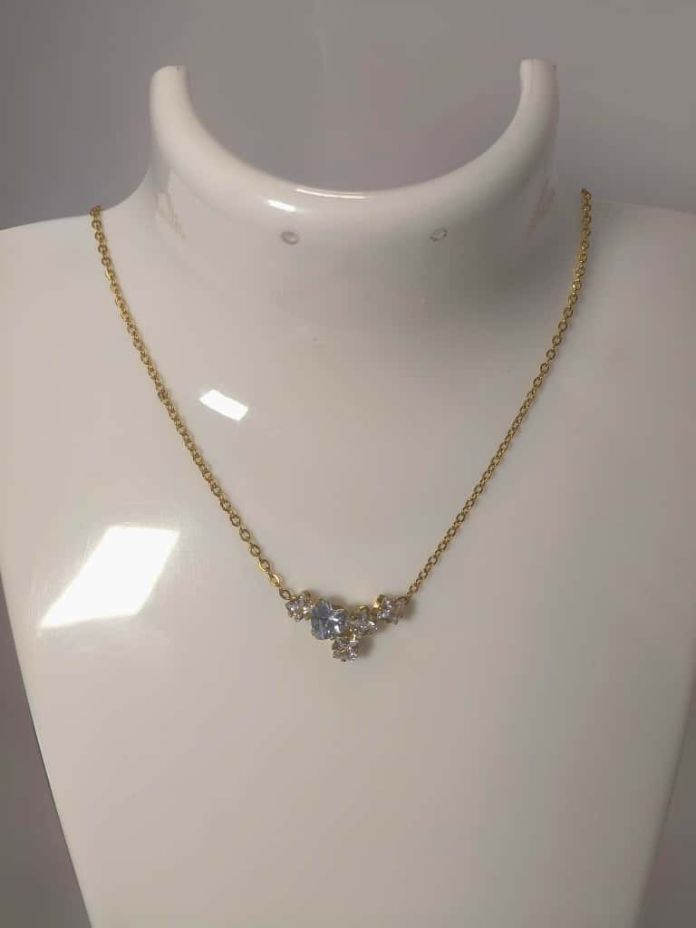 Floral Spark white stone pendant Anti Tarnish Necklace