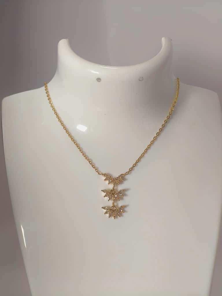 Teardrop stones Petal Cascade Anti Tarnish Pendant necklace