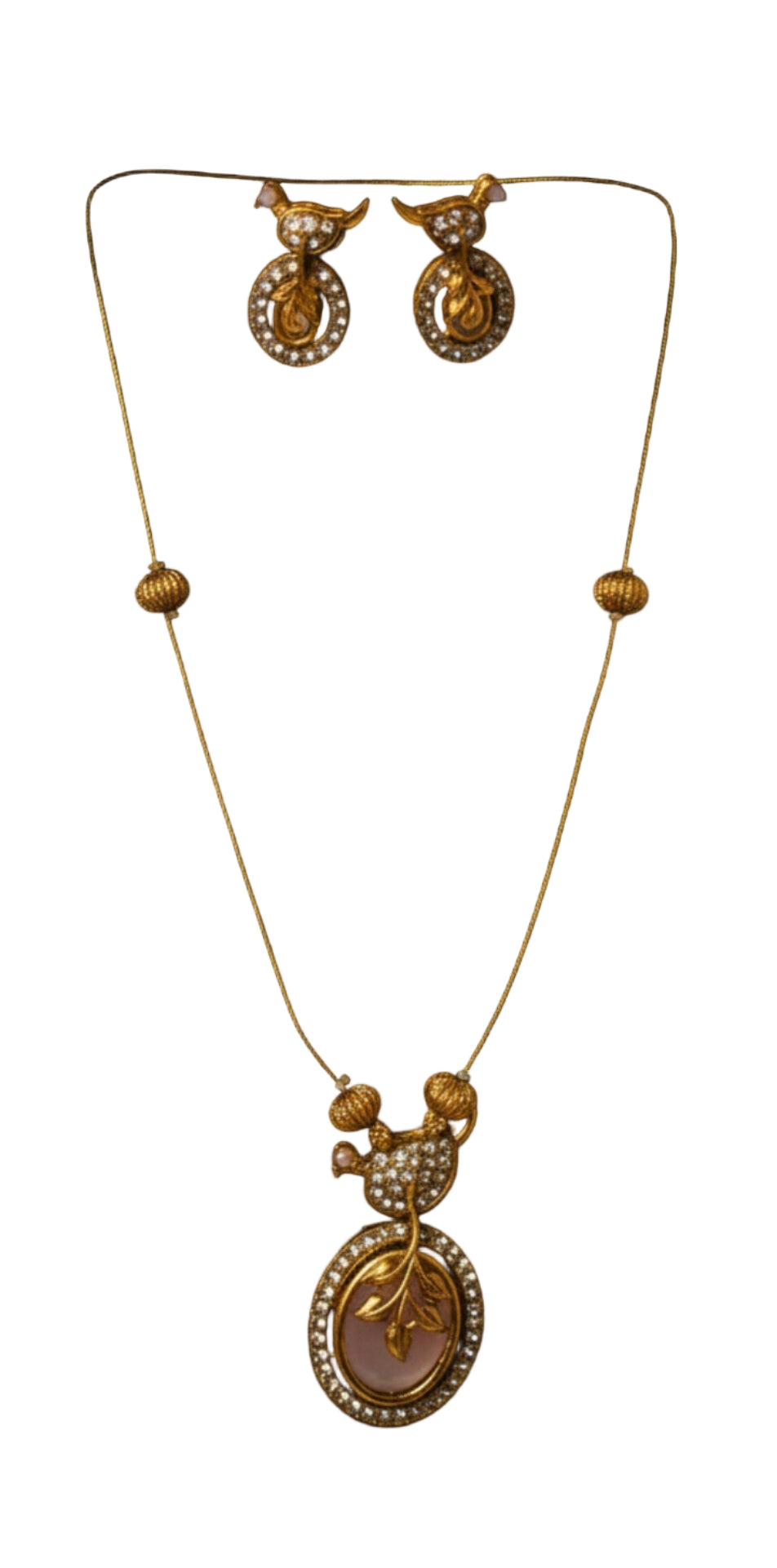Gold plated AD Stone Invisible Necklace with Earrings