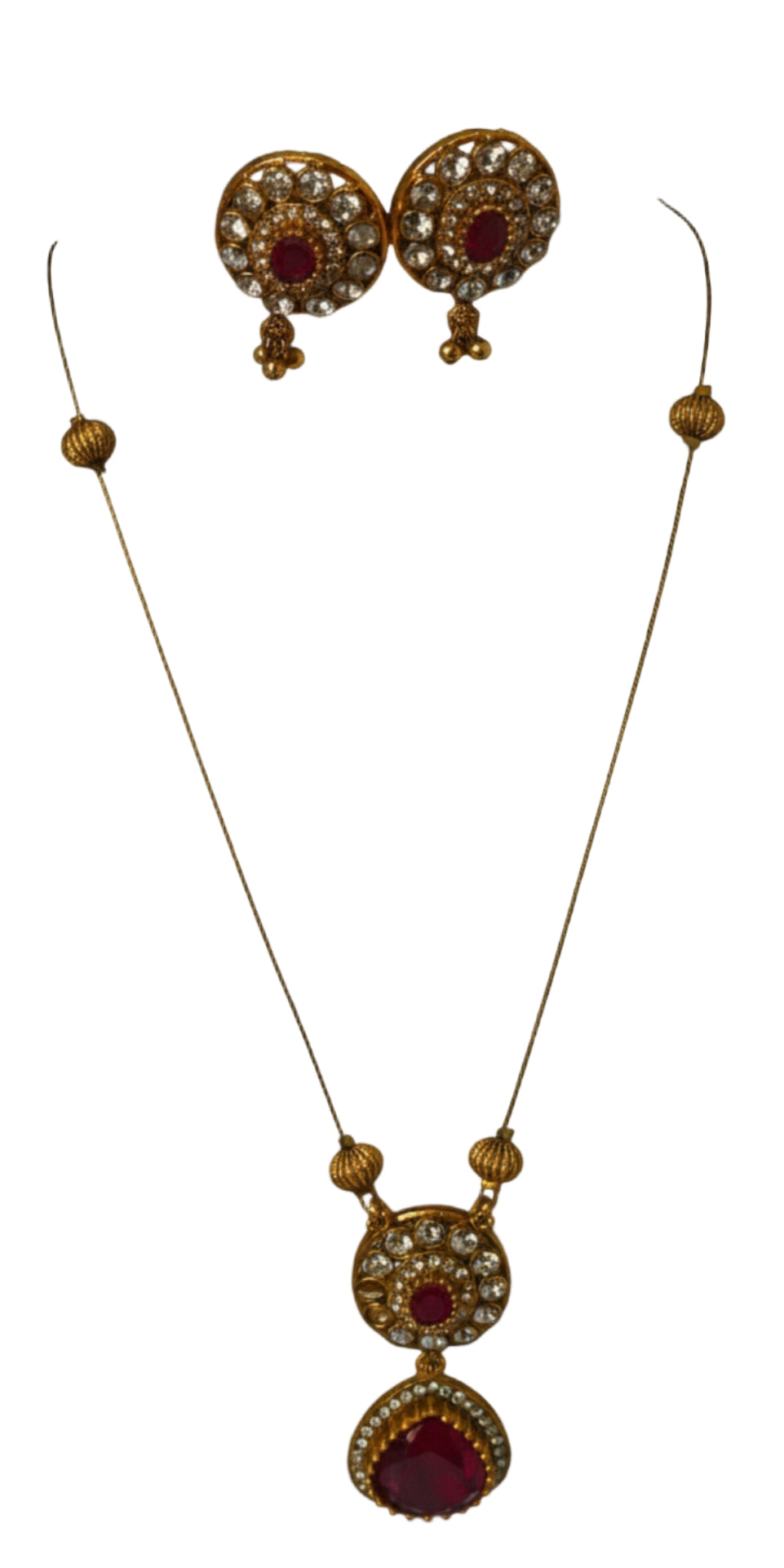 Gold plated AD Stone Invisible Necklace with Earrings