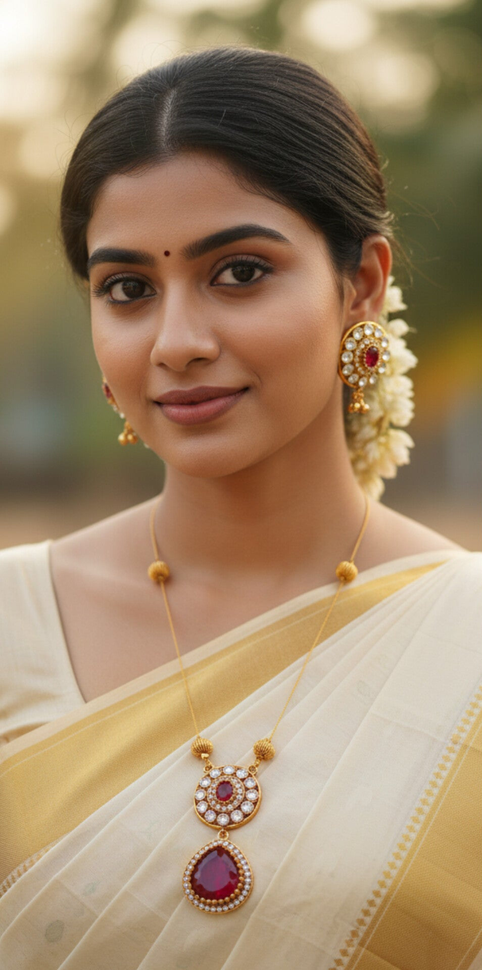 Gold plated AD Stone Invisible Necklace with Earrings