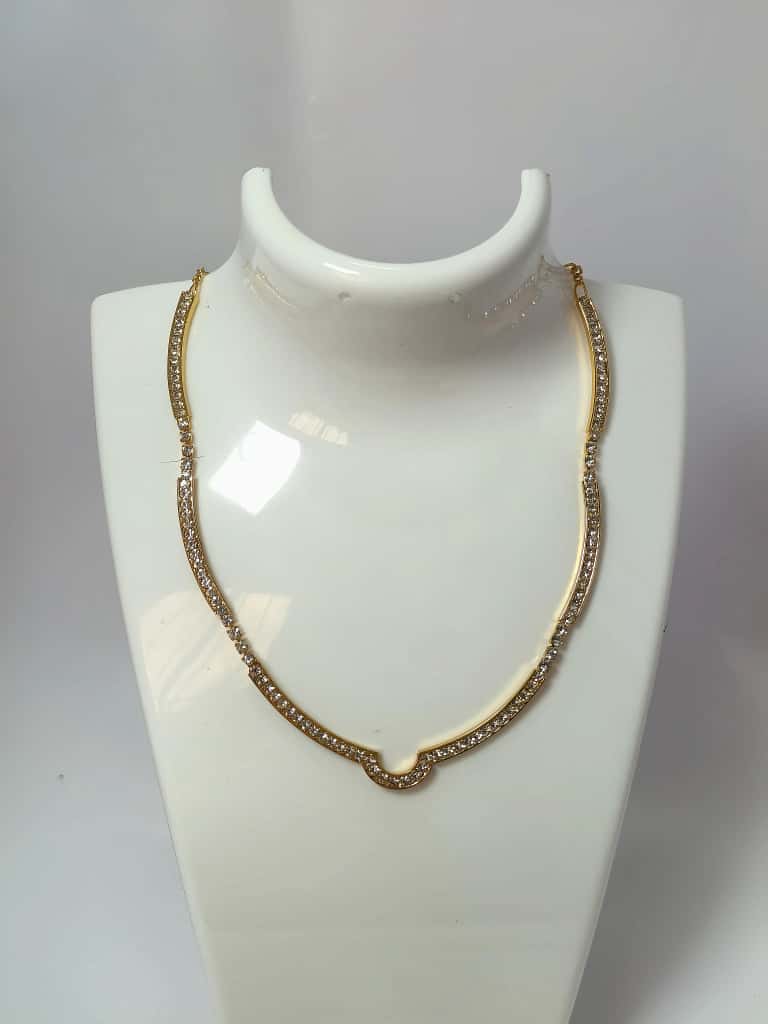 Gold-Plated CZ Stone Necklace with White Accents