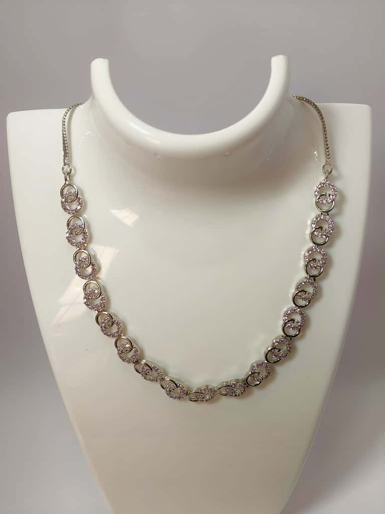 Rose stones Silver Plated Western Shimmering Necklace