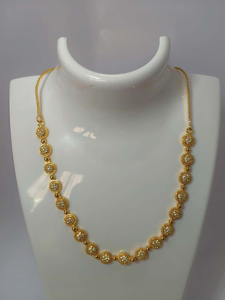 Premium Gold-Plated CZ Stone Coin Necklace