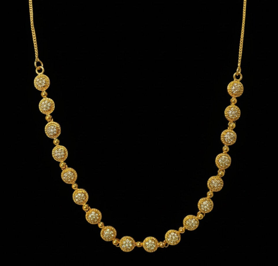 Premium Gold-Plated CZ Stone Coin Necklace