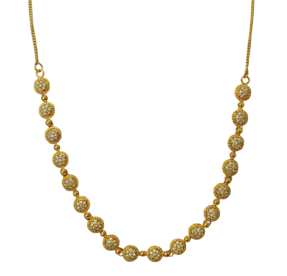 Premium Gold-Plated CZ Stone Coin Necklace