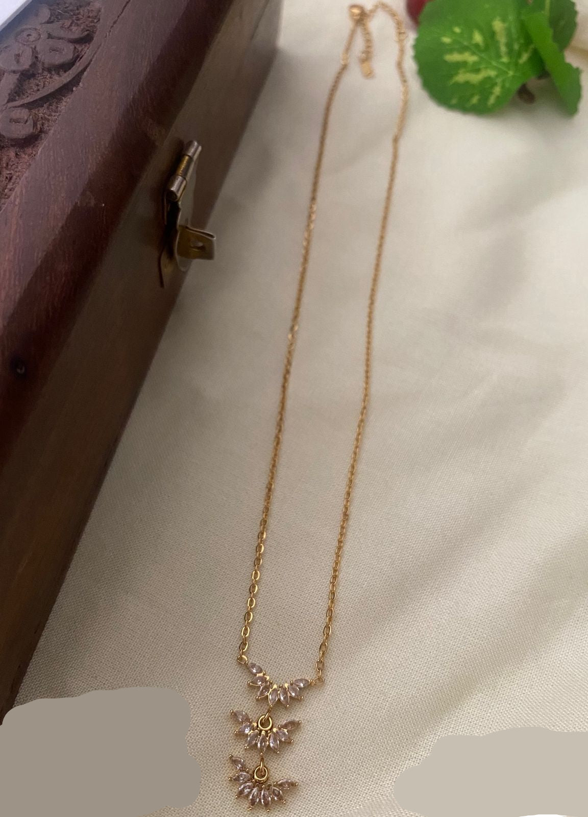 Teardrop stones Petal Cascade Anti Tarnish Pendant necklace