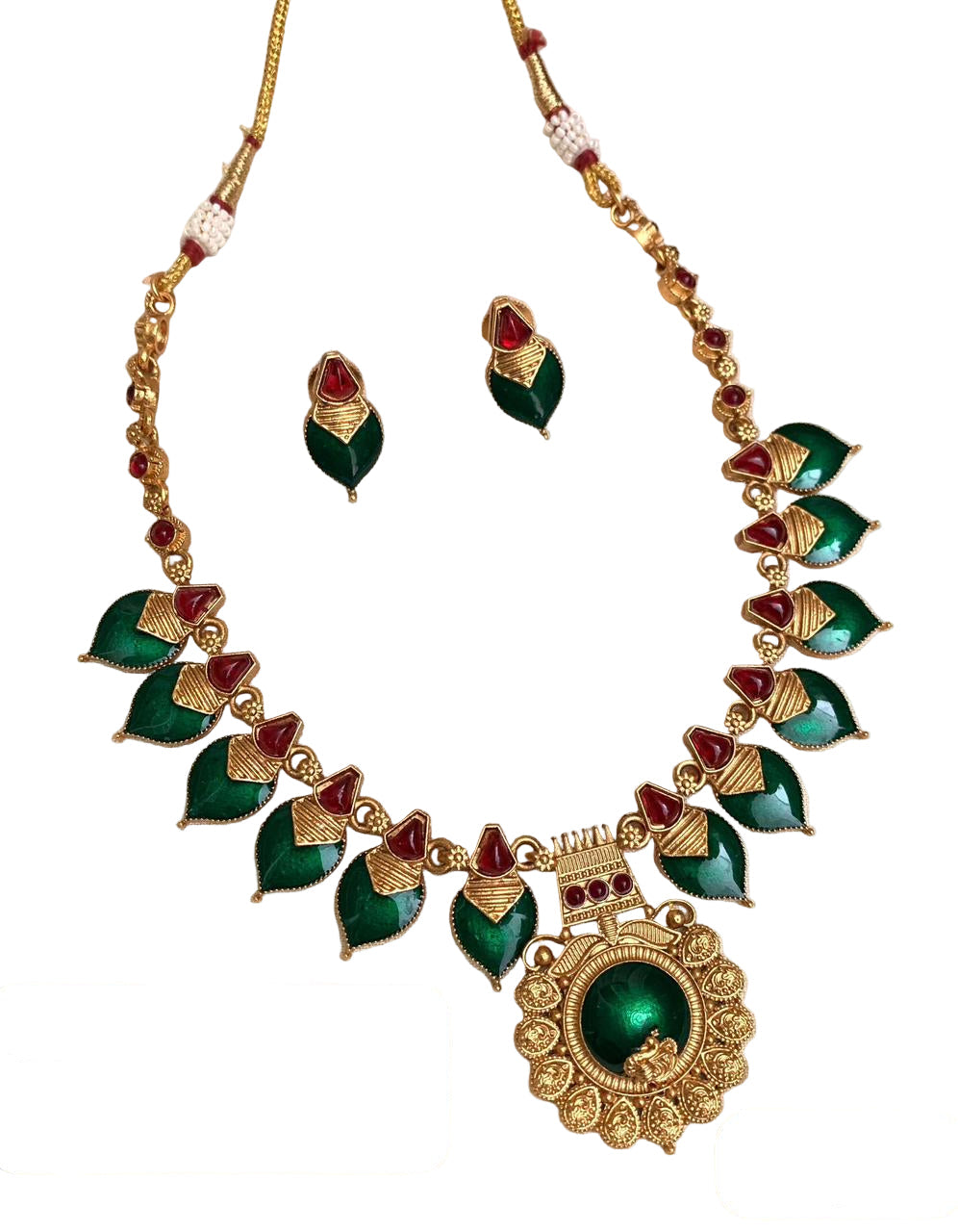 Gold-Plated traditional temple-style necklace set