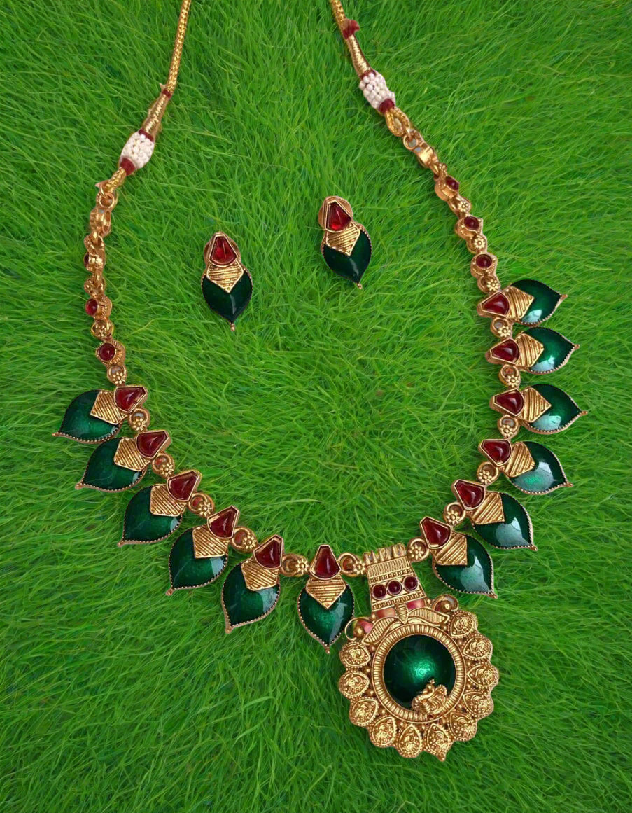 Gold-Plated traditional temple-style necklace set