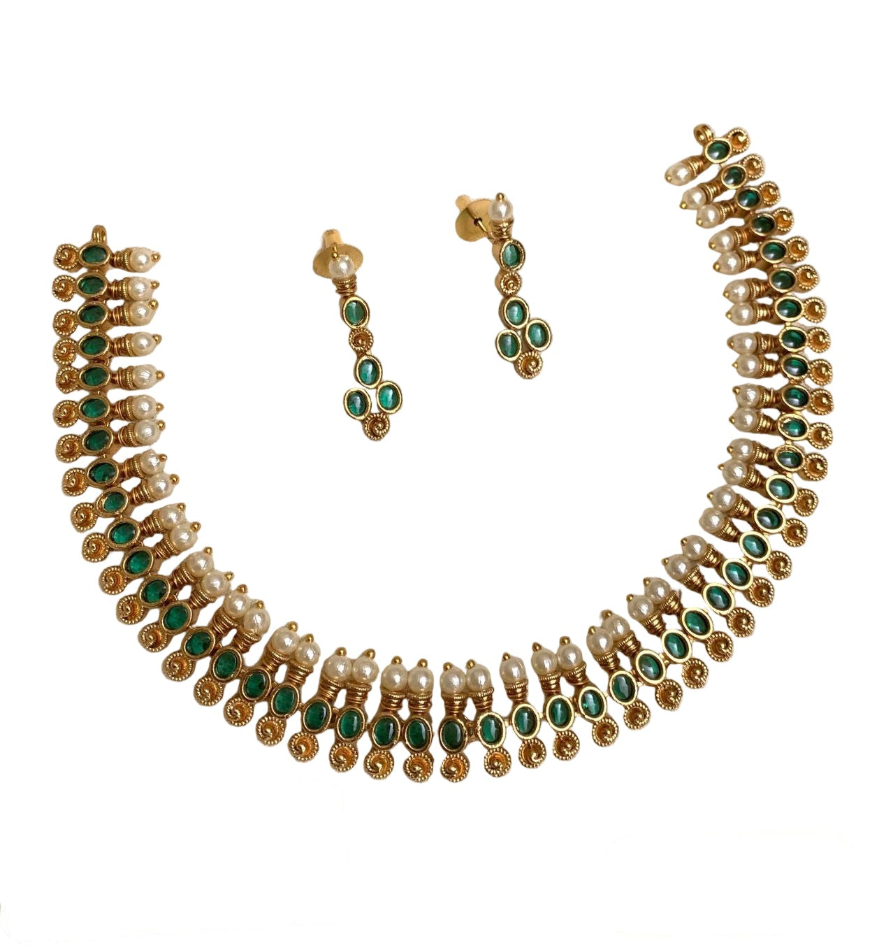 AD Stone Choker Necklace, Green